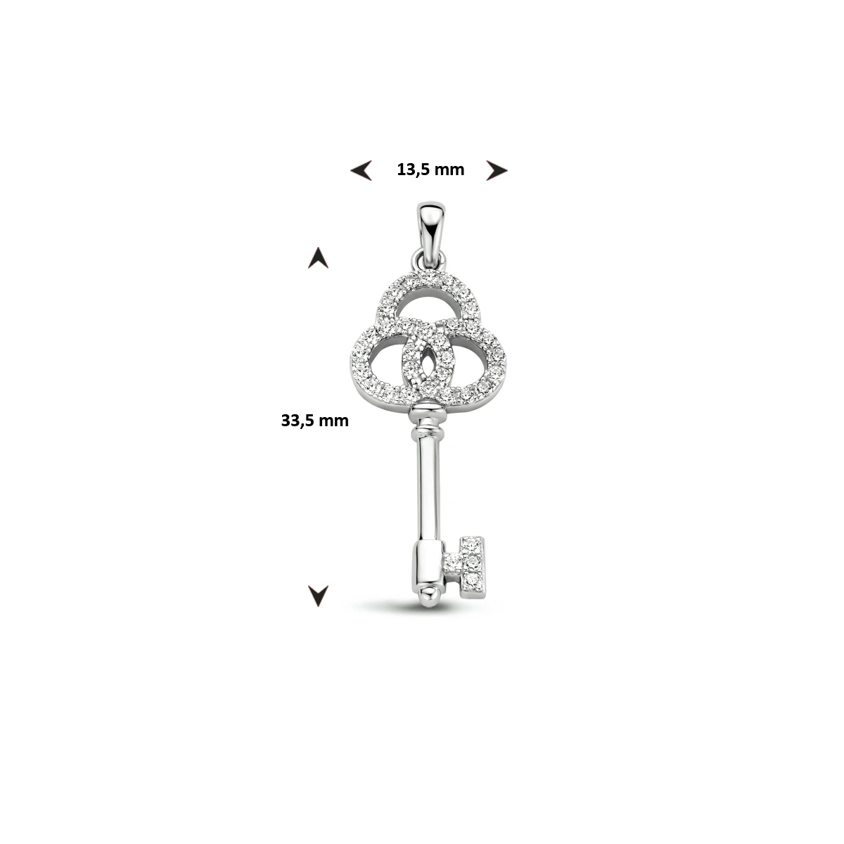 hanger sleutel zirkonia zilver gerhodineerd