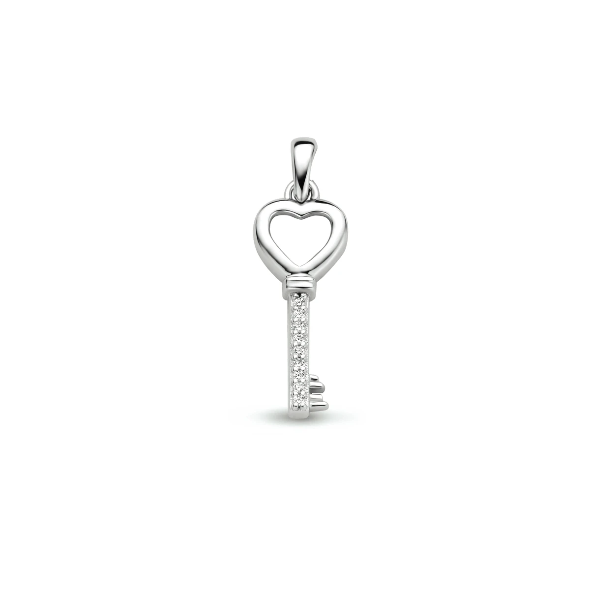 hanger sleutel zirkonia zilver gerhodineerd