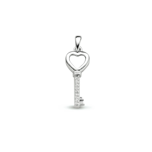 hanger sleutel zirkonia zilver gerhodineerd