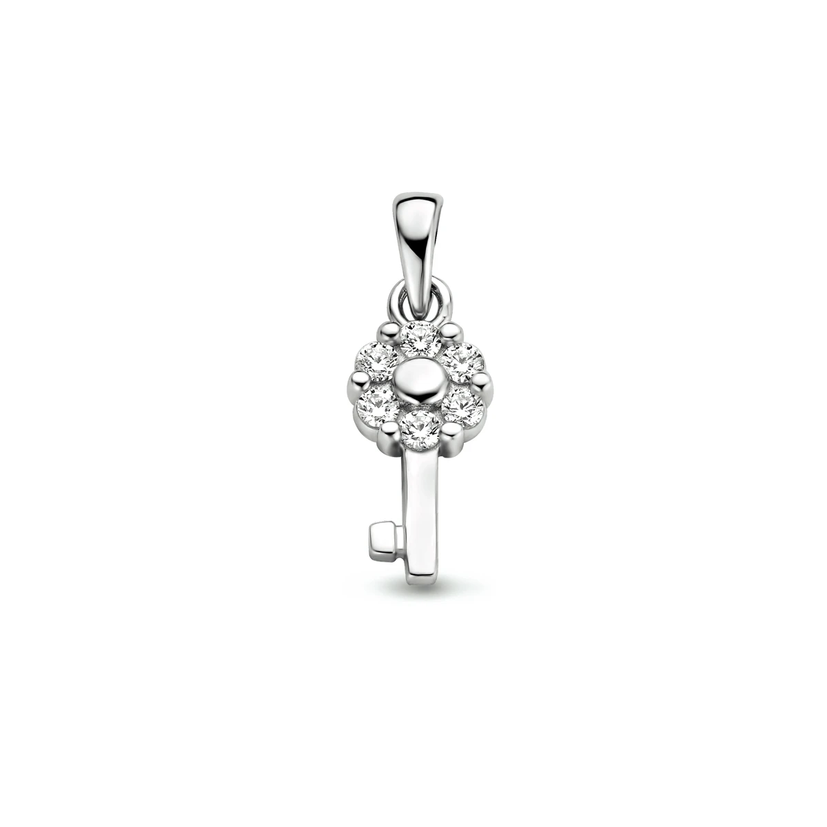hanger sleutel zirkonia zilver gerhodineerd