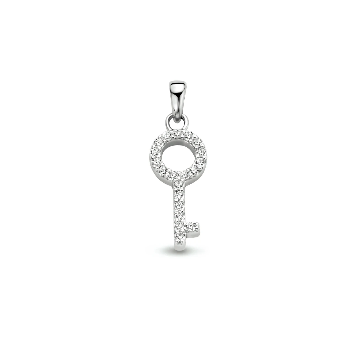 hanger sleutel zirkonia zilver gerhodineerd