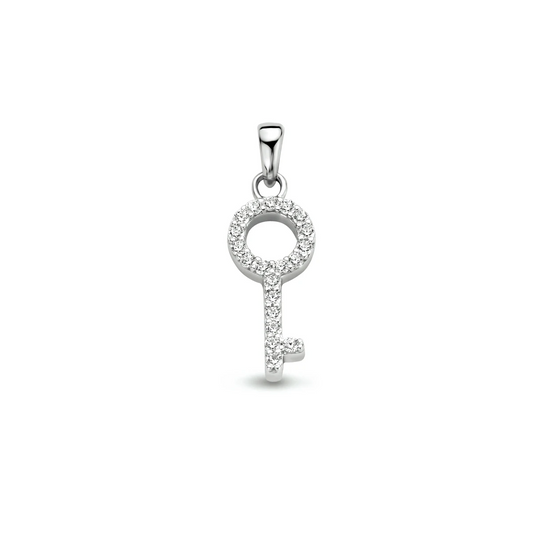 hanger sleutel zirkonia zilver gerhodineerd