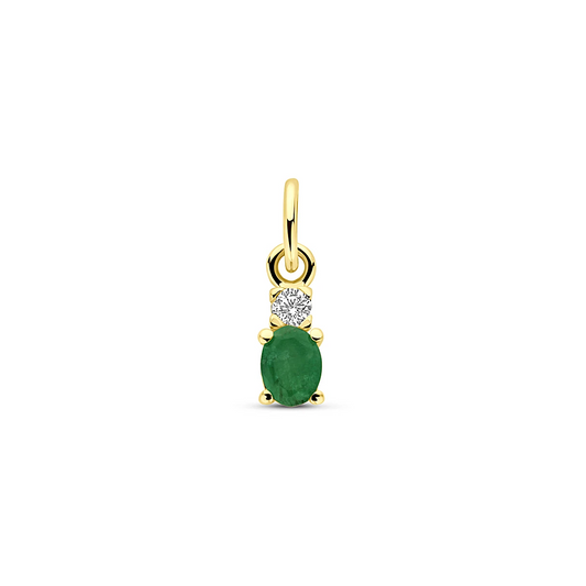 hanger smaragd en zirkonia 12 mm 14K geelgoud