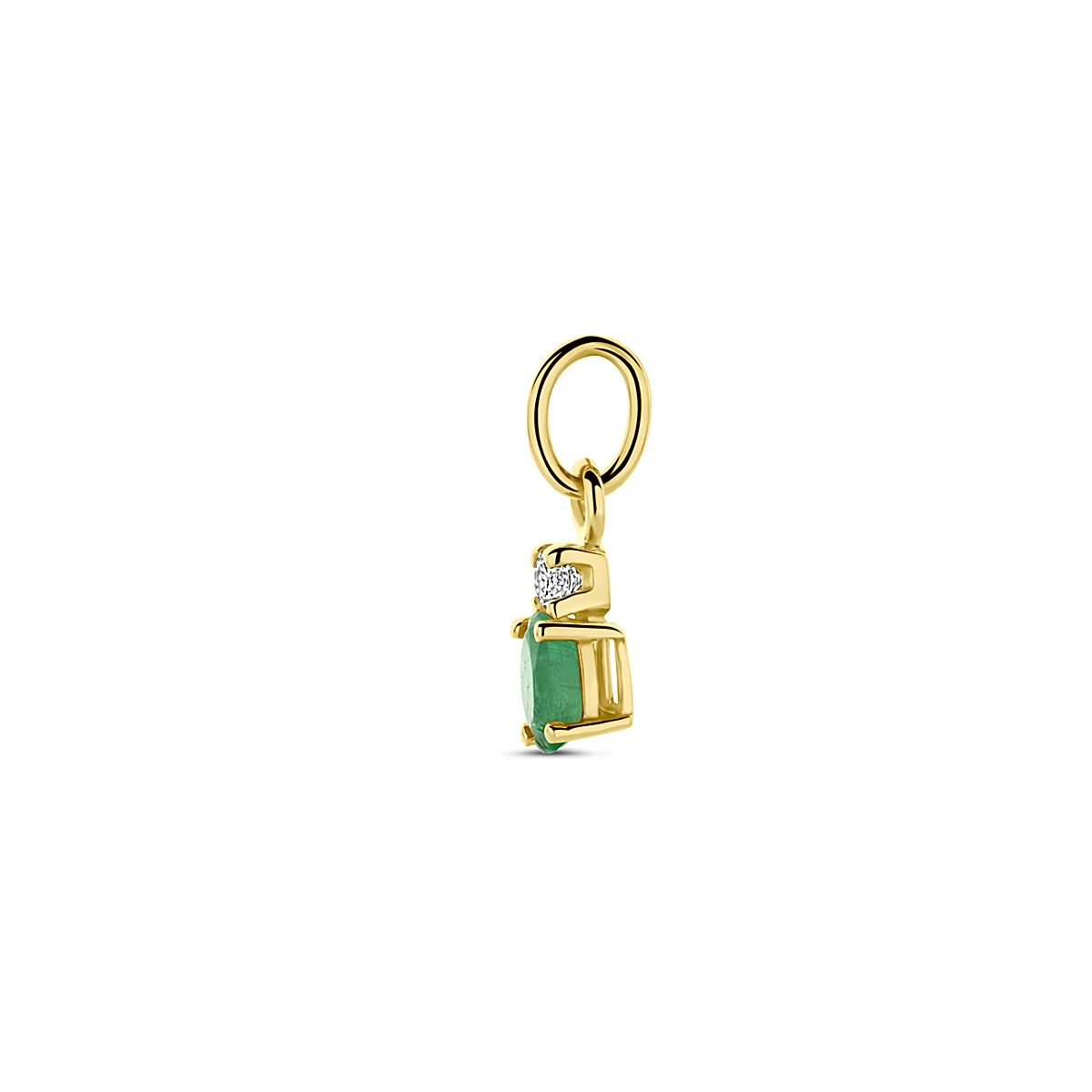 hanger smaragd en zirkonia 12 mm 14K geelgoud