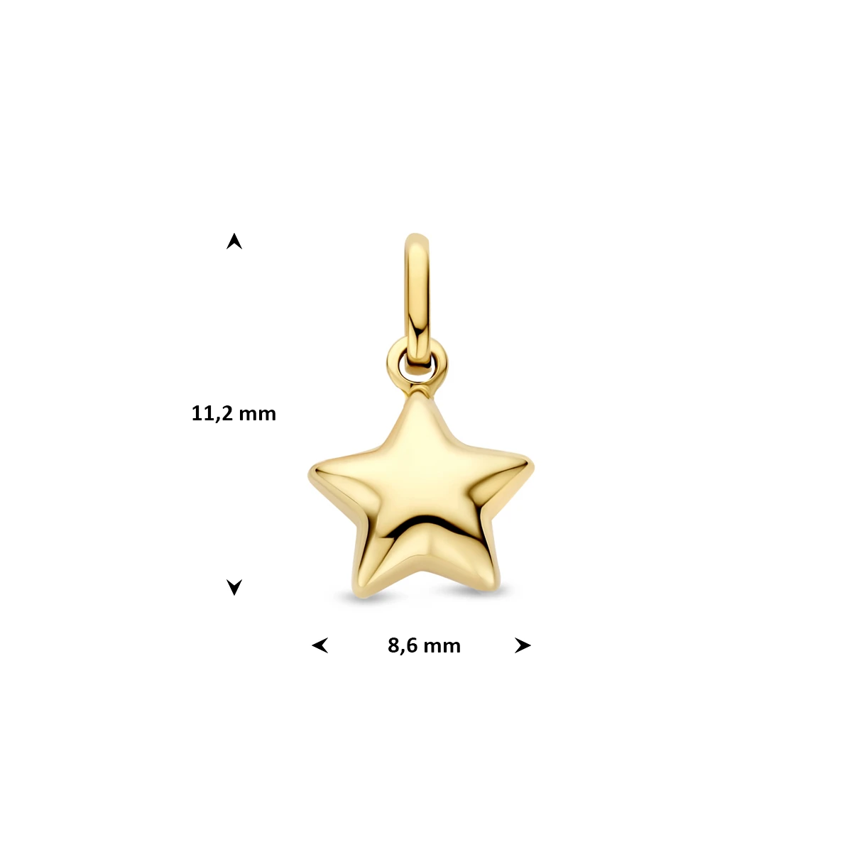 hanger ster 11 mm 14K geelgoud