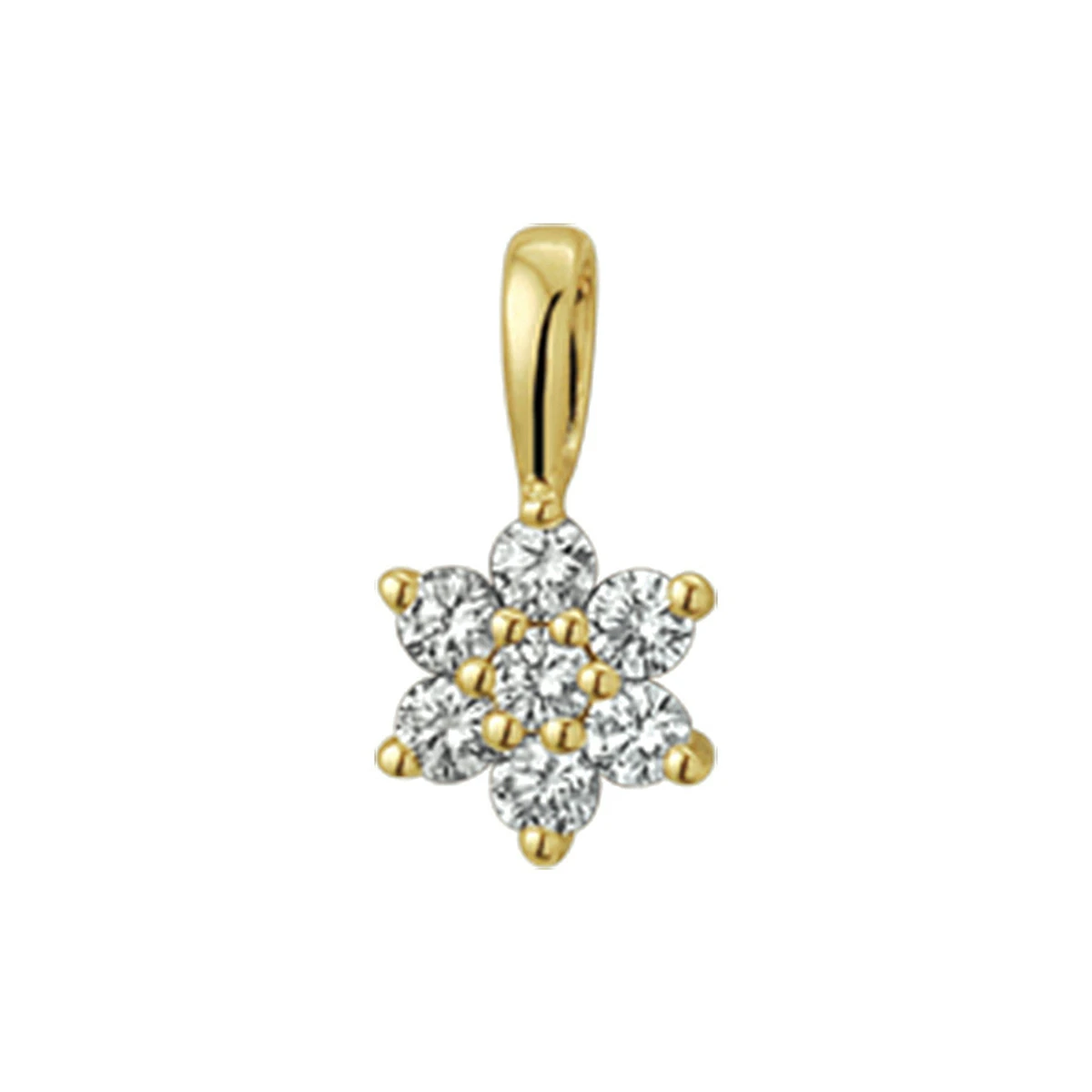 hanger ster diamant 0.14ct h si halo 10 mm 14K geelgoud