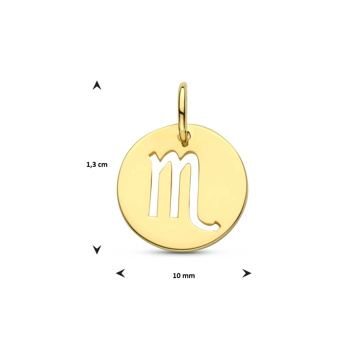 hanger sterrenbeeld 13 mm 14K geelgoud