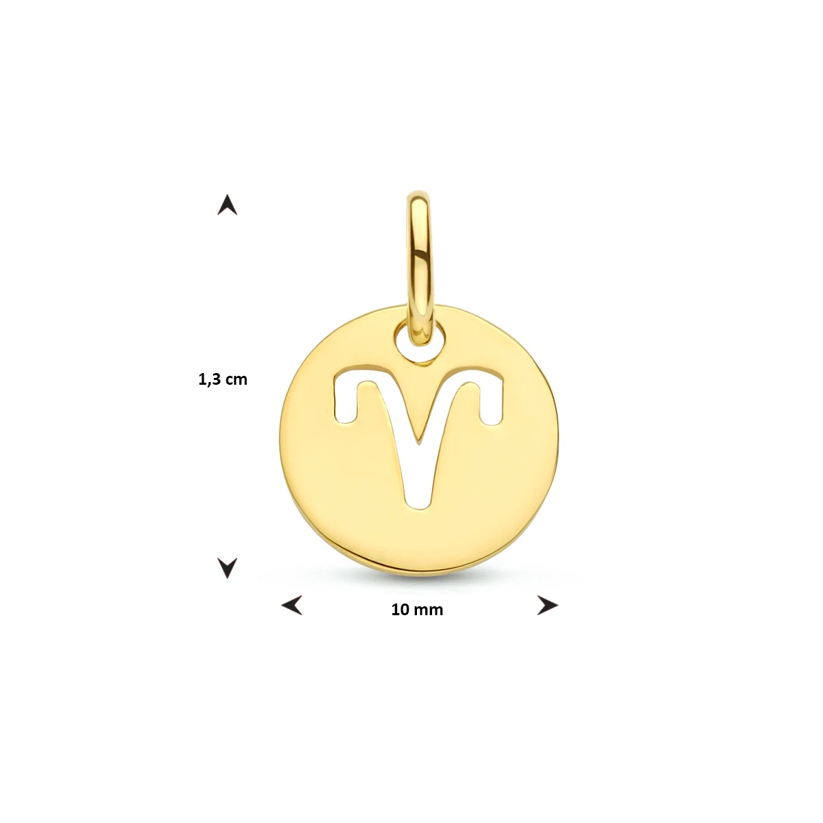 hanger sterrenbeeld 13 mm zilver verguld (geel)
