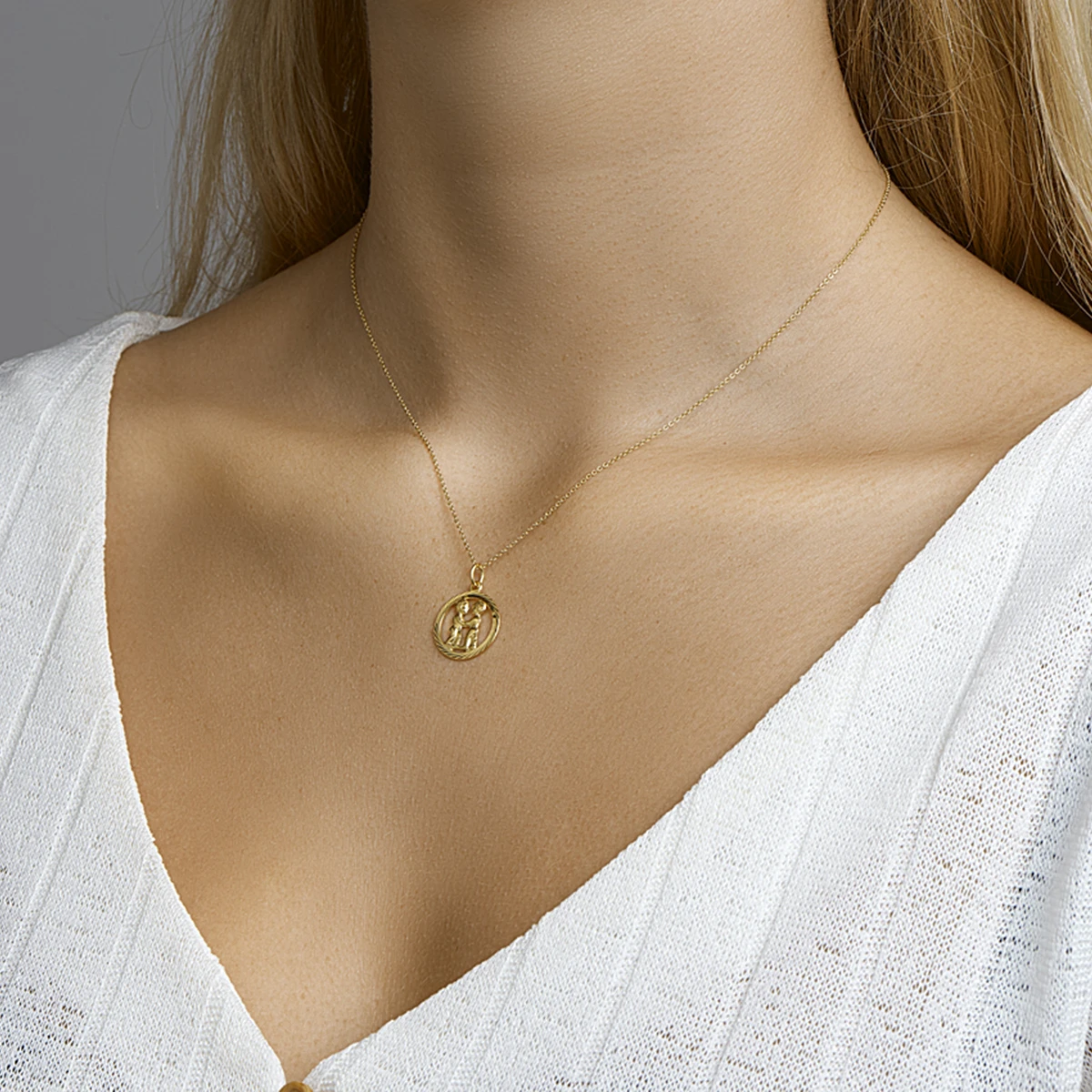 hanger sterrenbeeld gediamanteerd 16 mm 14K geelgoud
