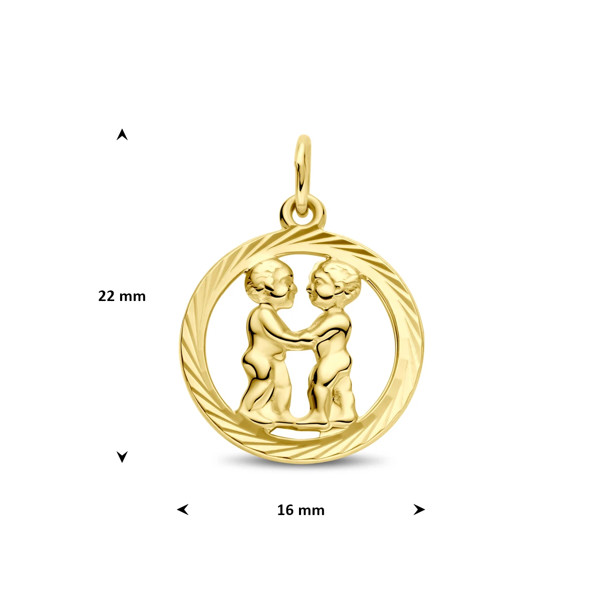 hanger sterrenbeeld gediamanteerd 16 mm 14K geelgoud