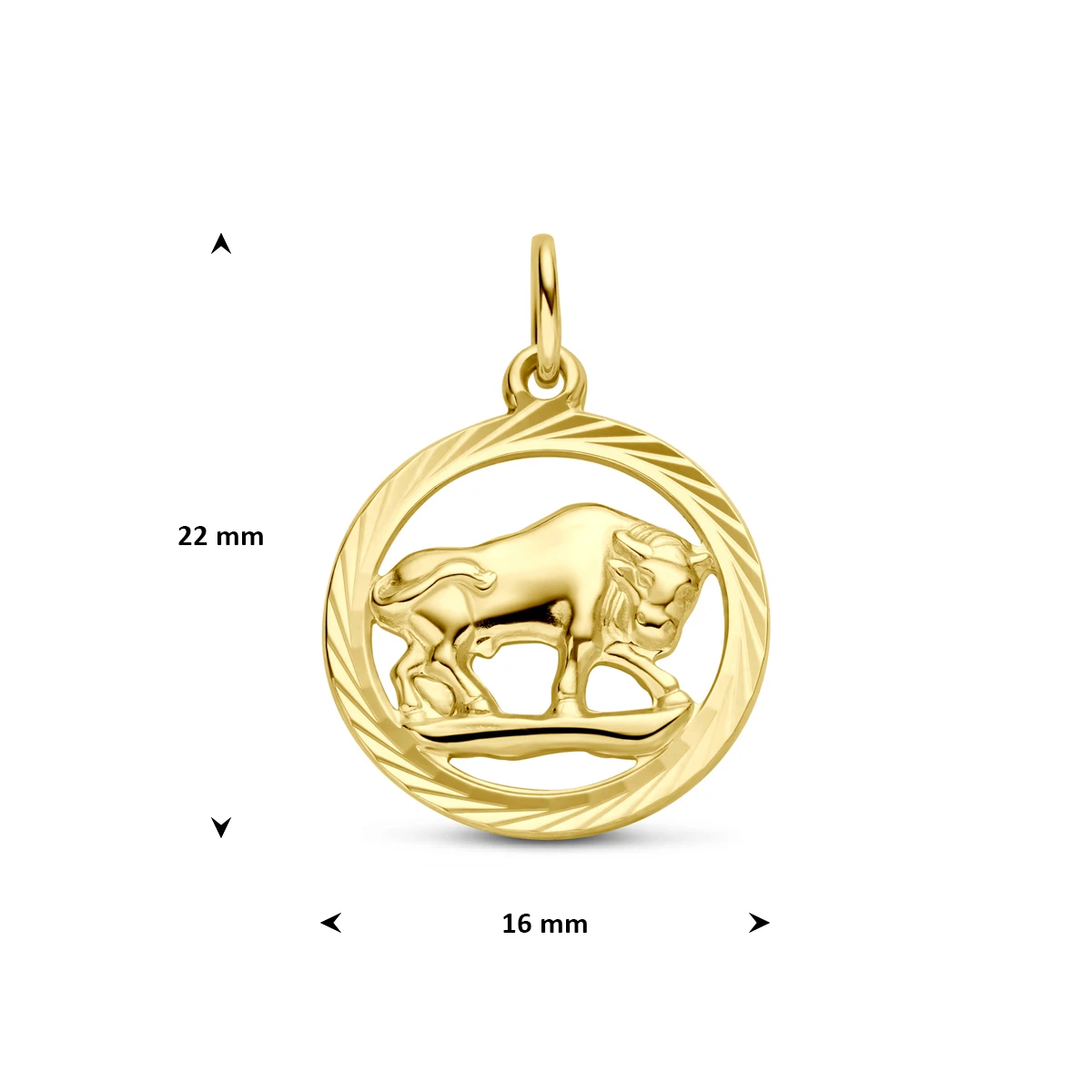 hanger sterrenbeeld gediamanteerd 16 mm 14K geelgoud