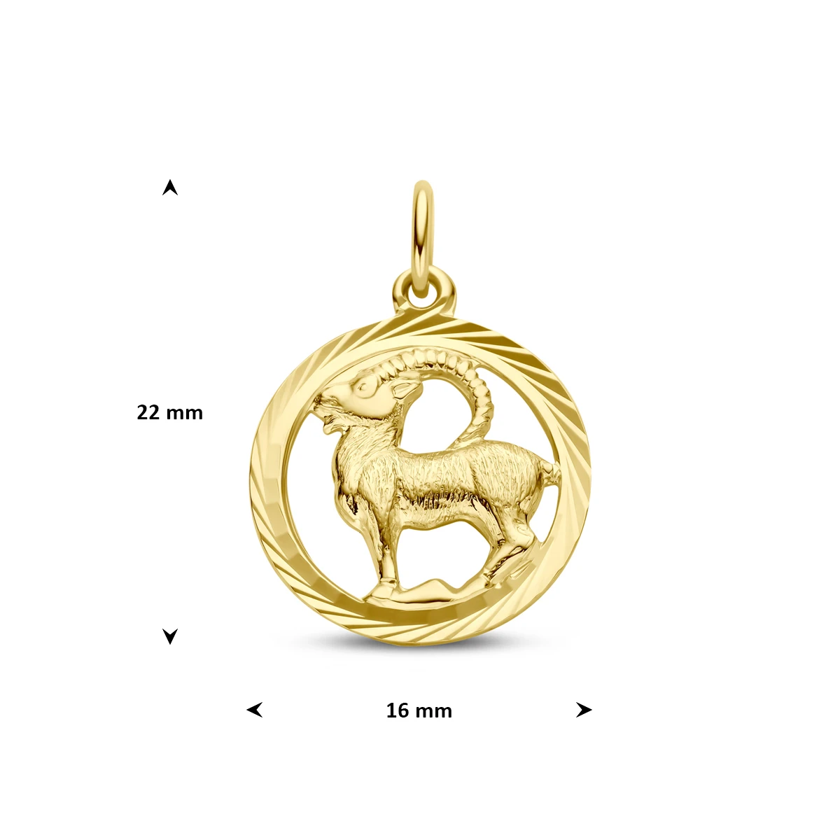 hanger sterrenbeeld gediamanteerd 16 mm 14K geelgoud