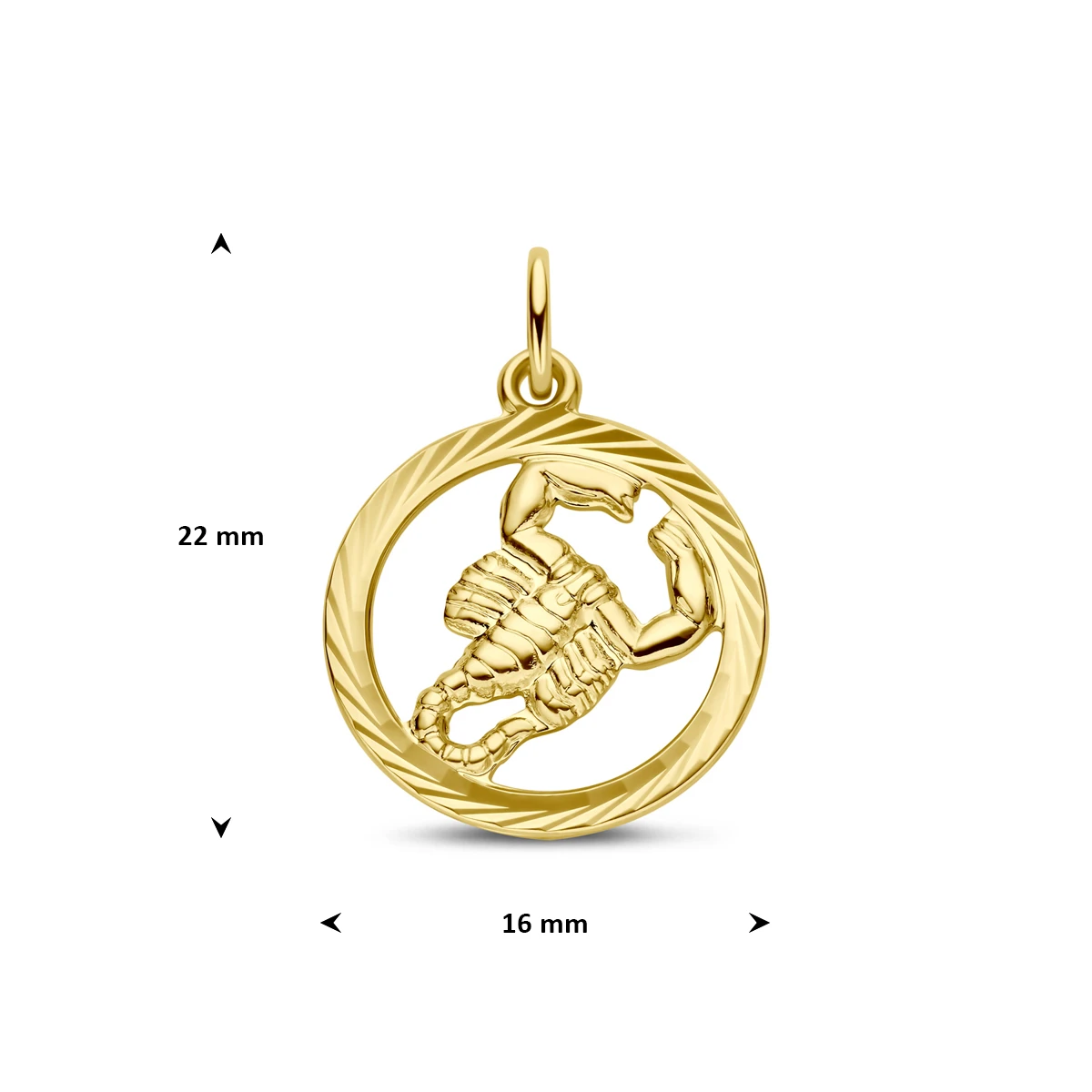 hanger sterrenbeeld gediamanteerd 16 mm 14K geelgoud