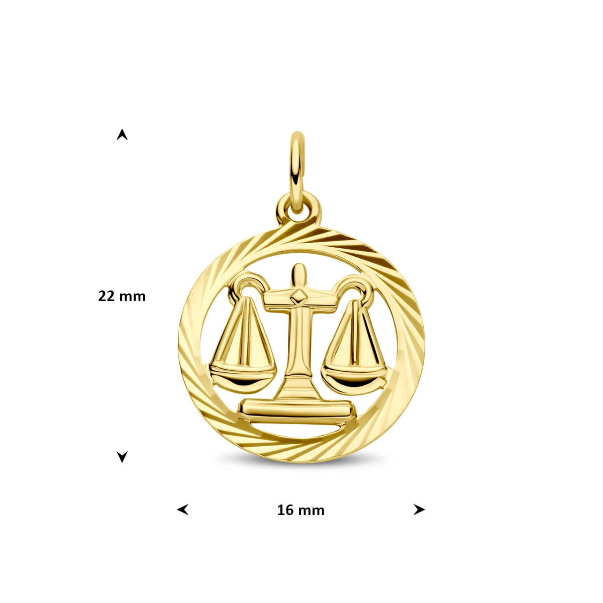 hanger sterrenbeeld gediamanteerd 16 mm 14K geelgoud