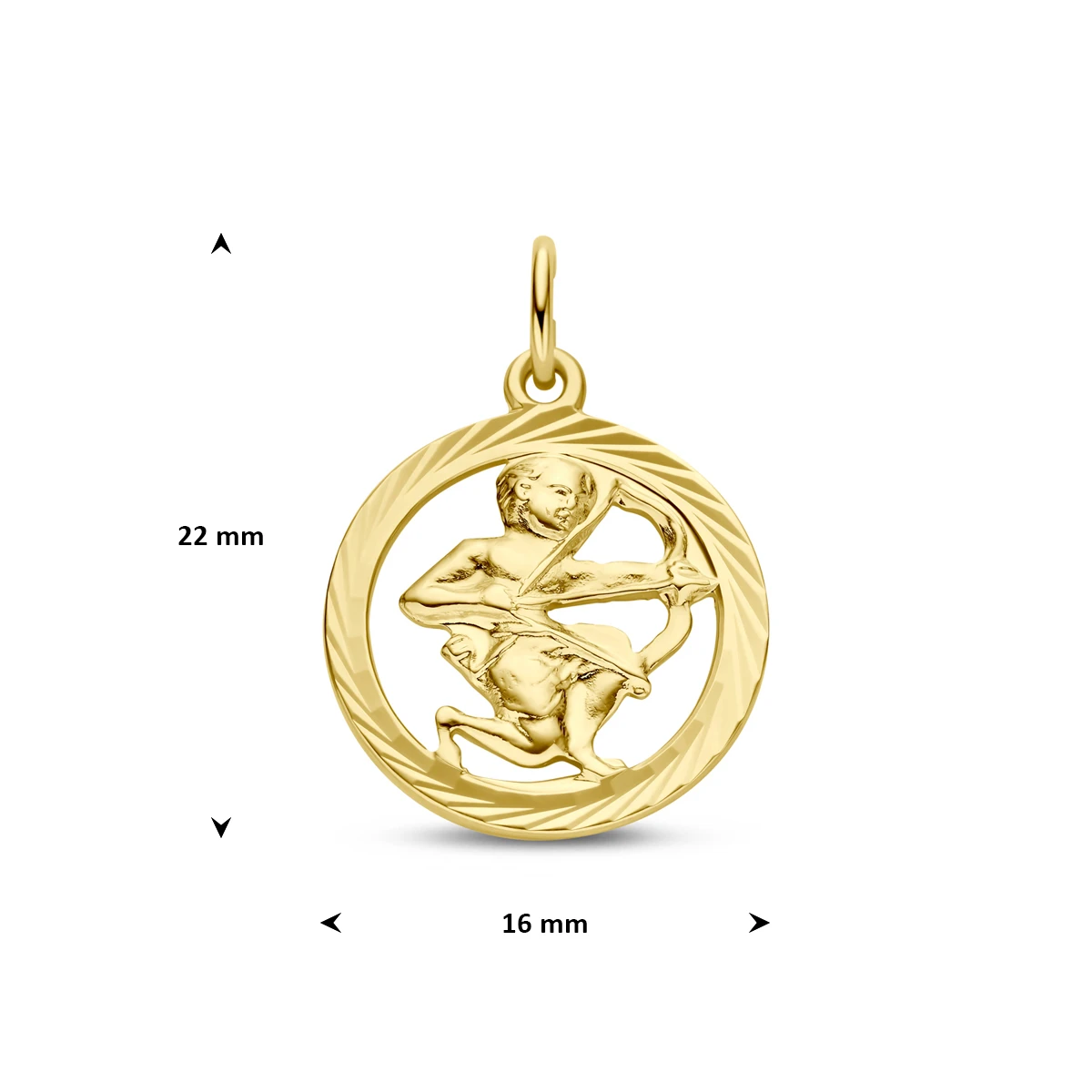 hanger sterrenbeeld gediamanteerd 16 mm 14K geelgoud