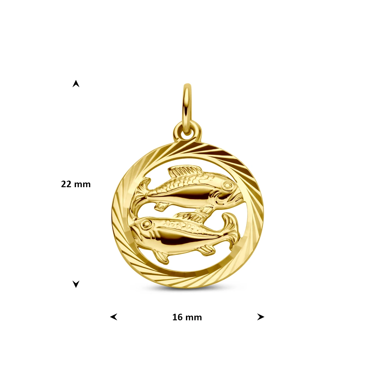 hanger sterrenbeeld gediamanteerd 16 mm 14K geelgoud