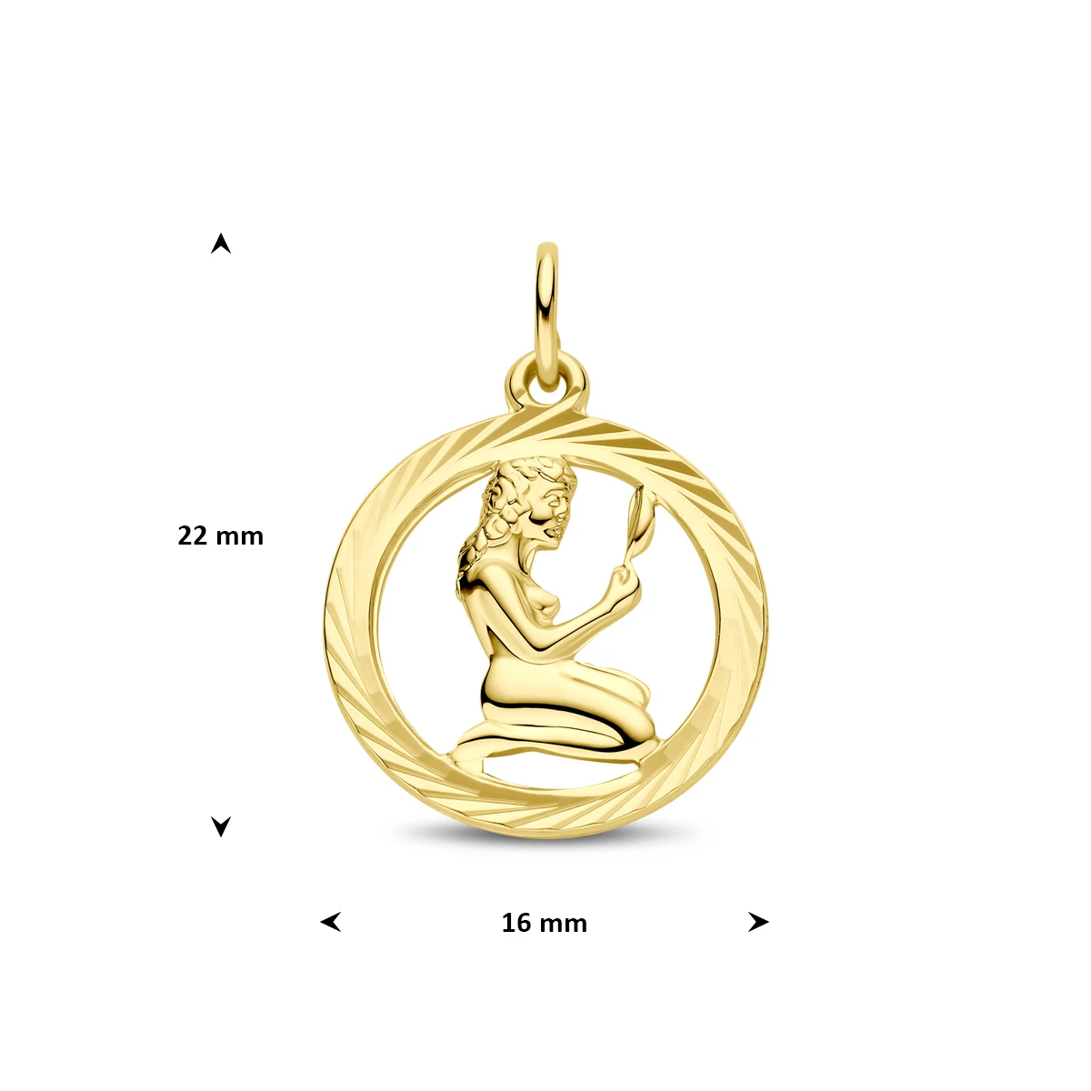 hanger sterrenbeeld gediamanteerd 16 mm 14K geelgoud