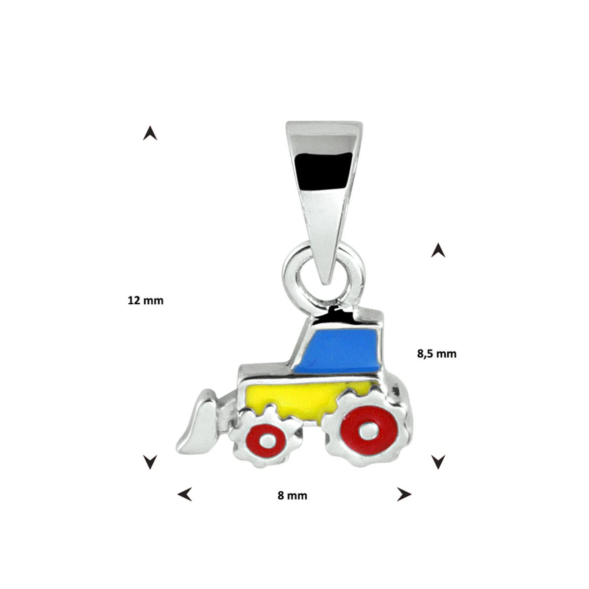 hanger tractor emaille 12 mm zilver gerhodineerd