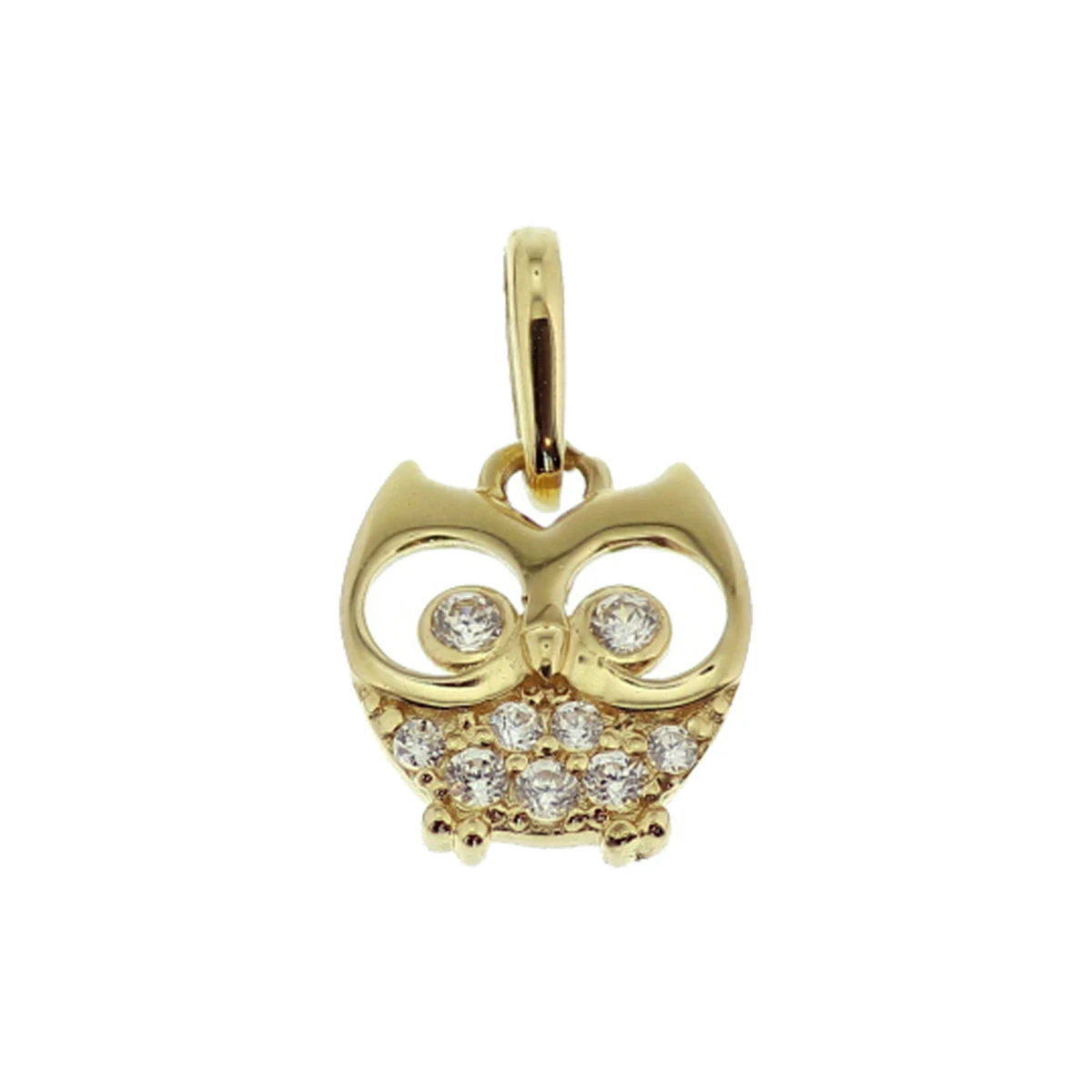 hanger uil zirkonia 9 mm 14K geelgoud