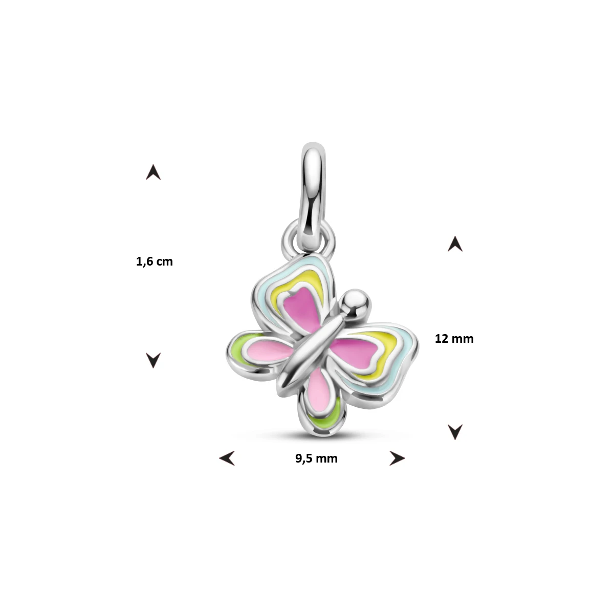 hanger vlinder emaille zilver gerhodineerd