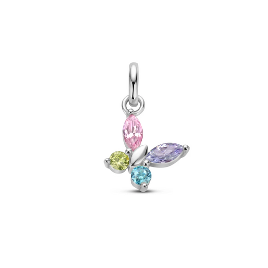 hanger vlinder meerdere kleuren zirkonia zilver gerhodineerd