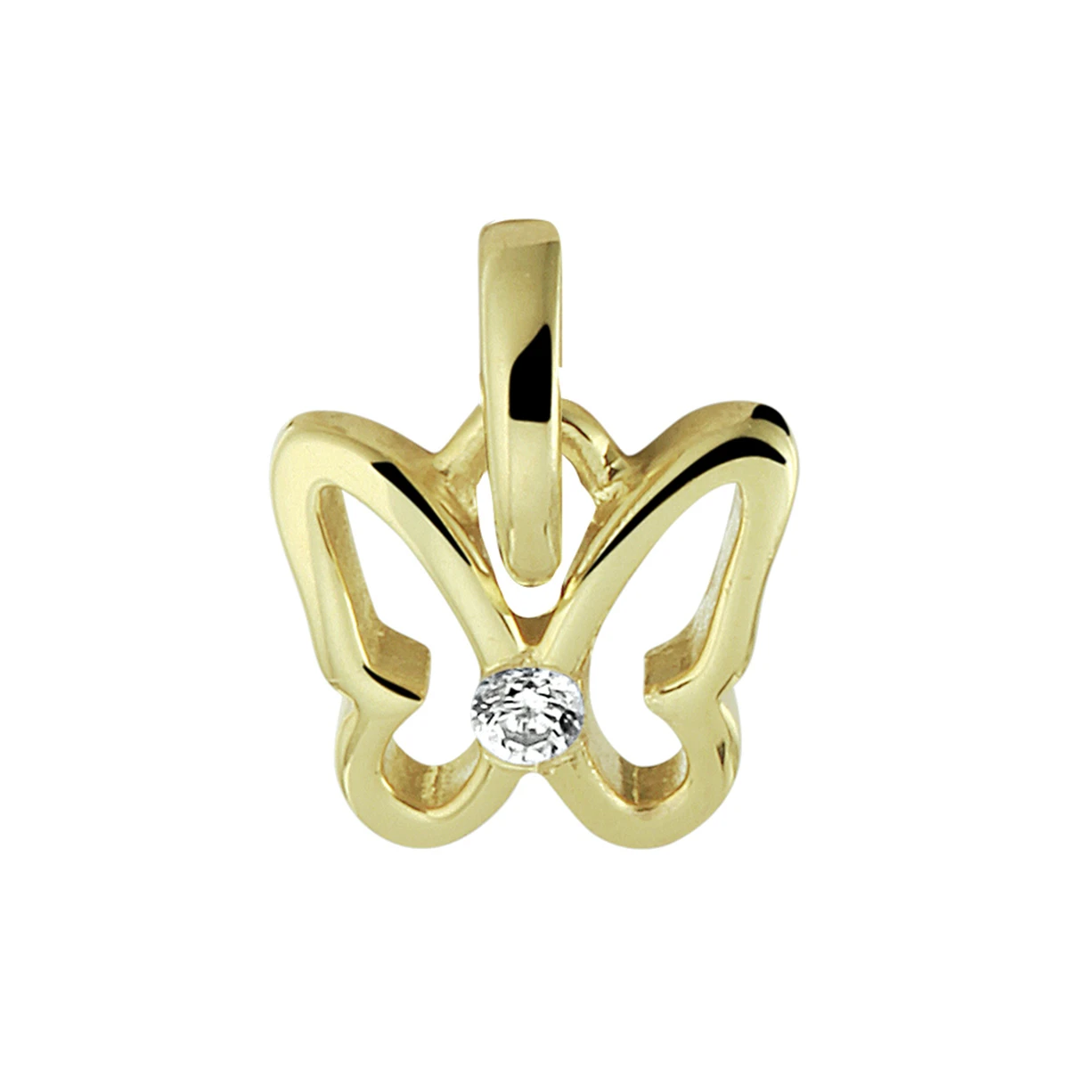 hanger vlinder zirkonia 12 mm 14K geelgoud