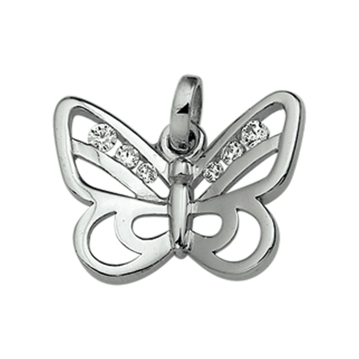 hanger vlinder zirkonia 12 mm zilver gerhodineerd