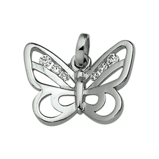 hanger vlinder zirkonia 12 mm zilver gerhodineerd