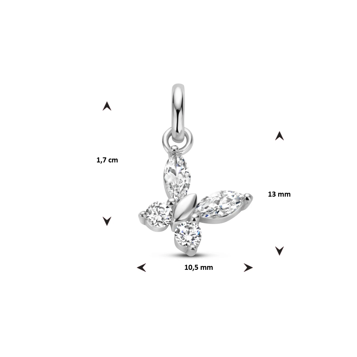 hanger vlinder zirkonia zilver gerhodineerd