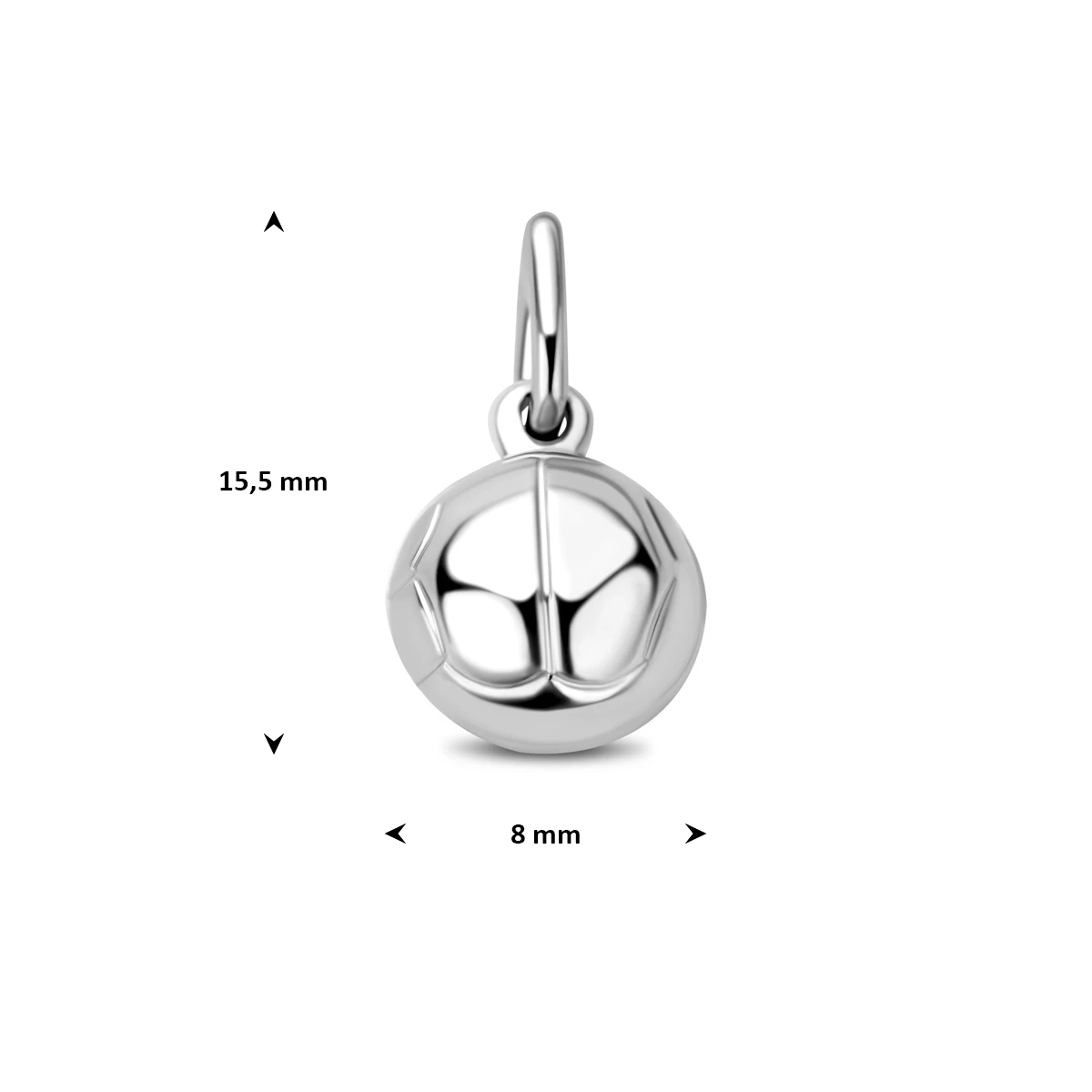 hanger voetbal 8 mm zilver gerhodineerd