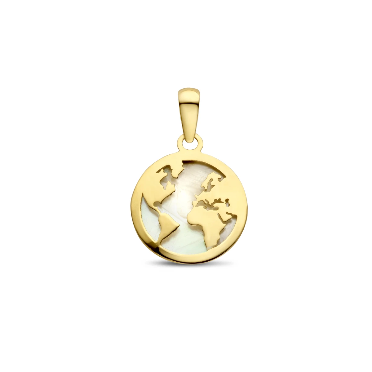 hanger wereldbol parelmoer 14K geelgoud