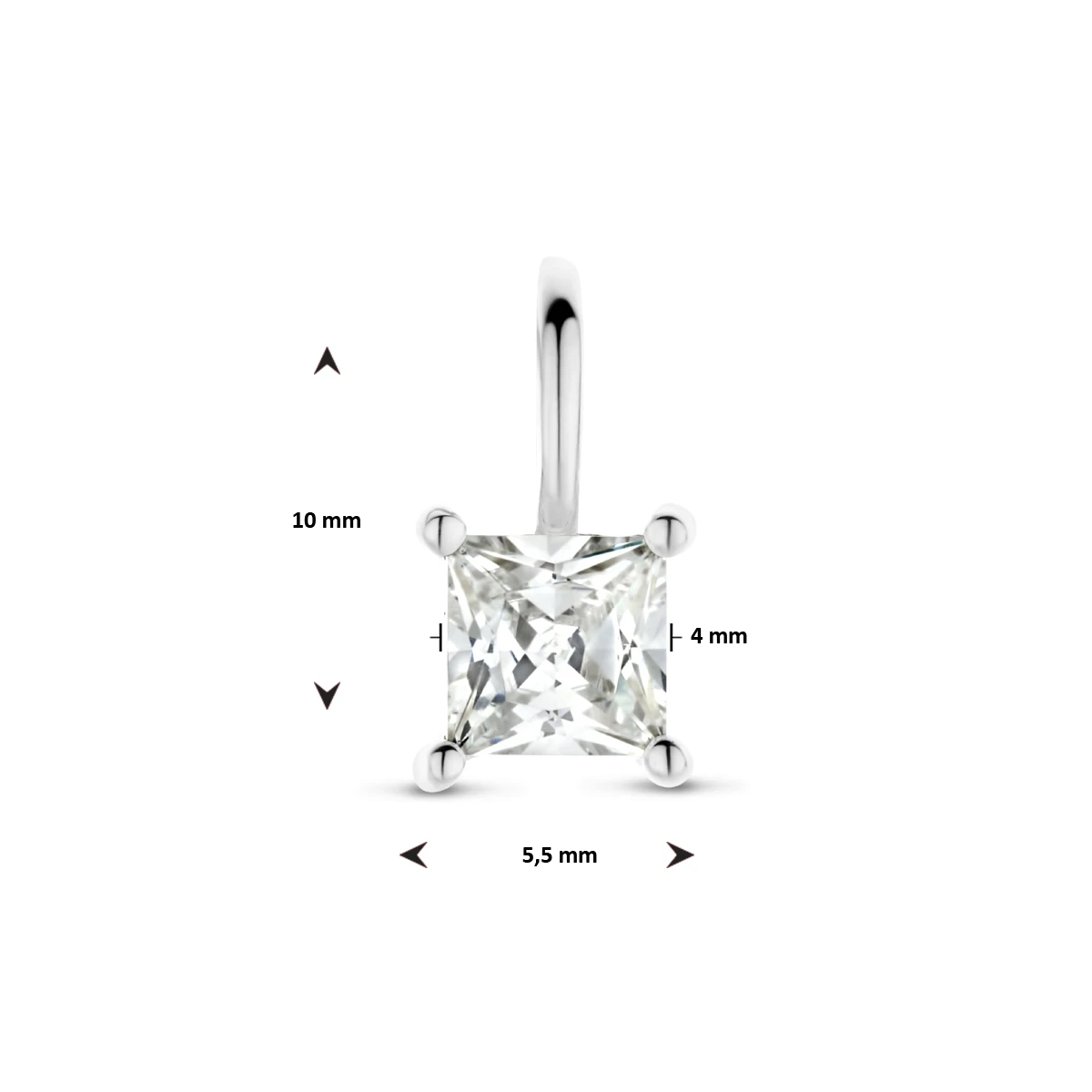 hanger zirkonia 10 mm zilver gerhodineerd