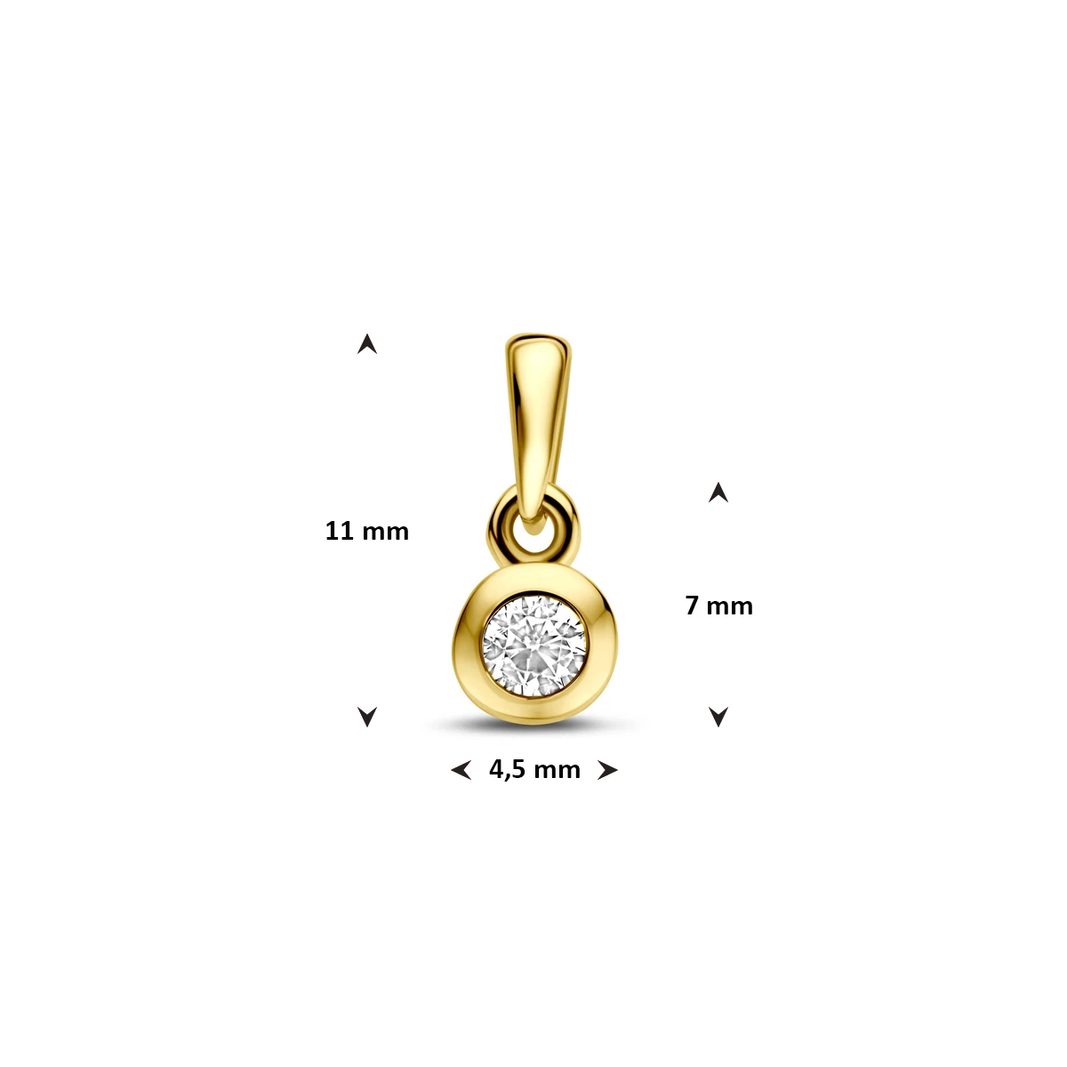 hanger zirkonia 11 mm 14K geelgoud