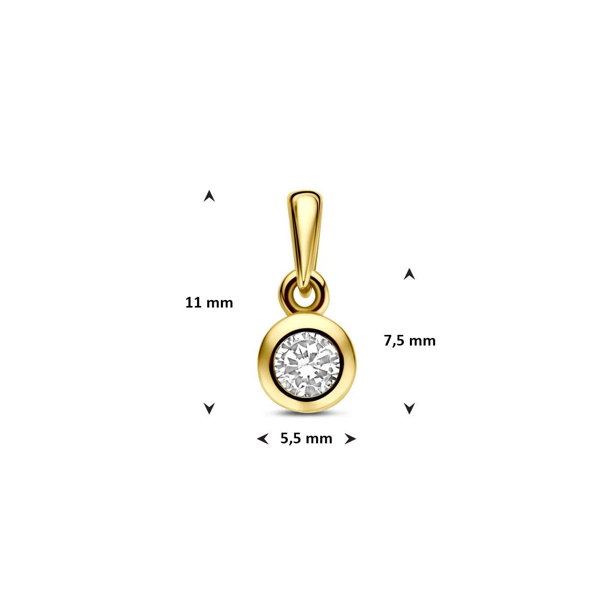 hanger zirkonia 11 mm 14K geelgoud