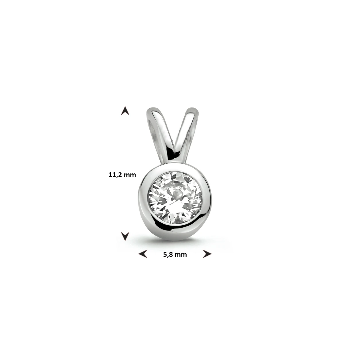 hanger zirkonia 11 mm zilver gerhodineerd