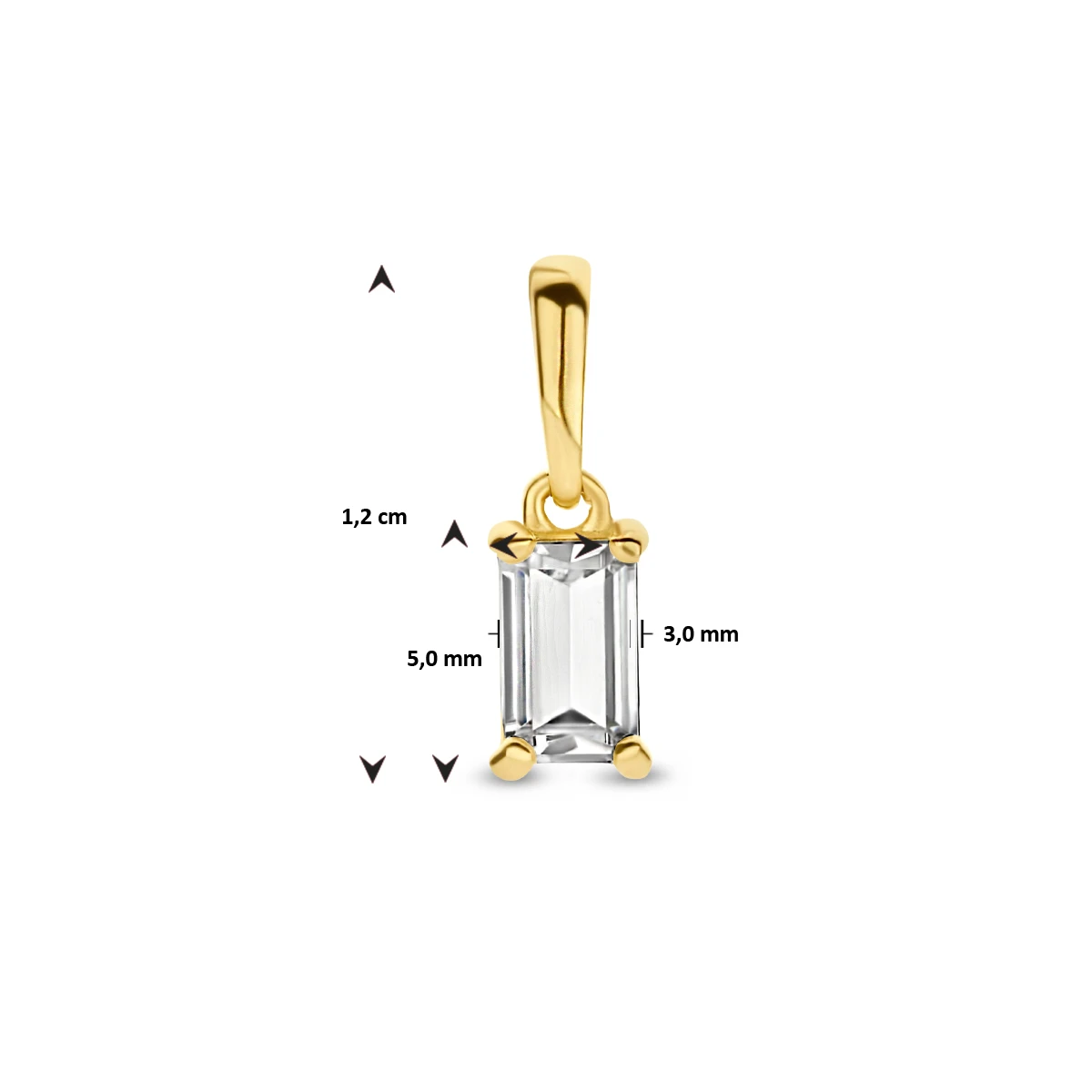 hanger zirkonia 12 mm 14K geelgoud