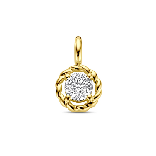 hanger zirkonia 12 mm 14K geelgoud