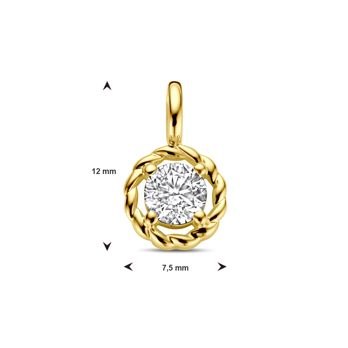 hanger zirkonia 12 mm 14K geelgoud