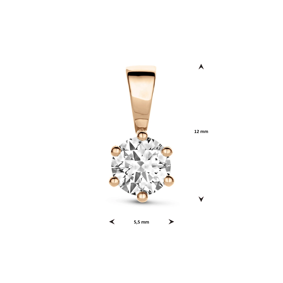 hanger zirkonia 12 mm 14K roségoud