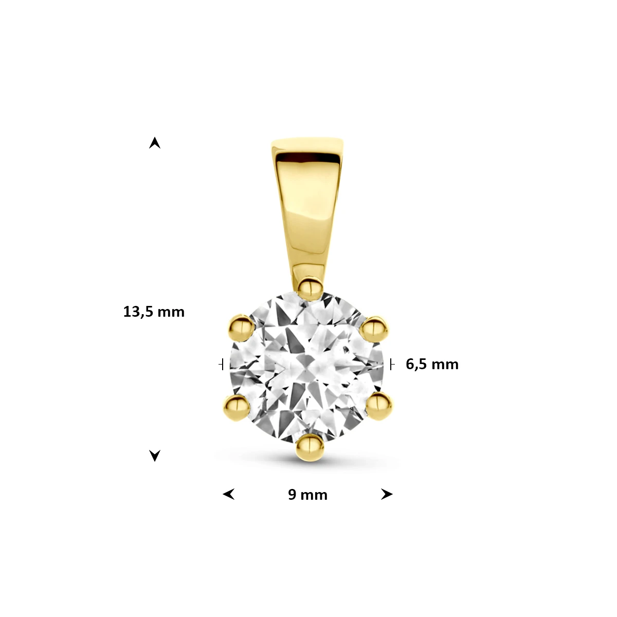 hanger zirkonia 13,5 mm 14K geelgoud