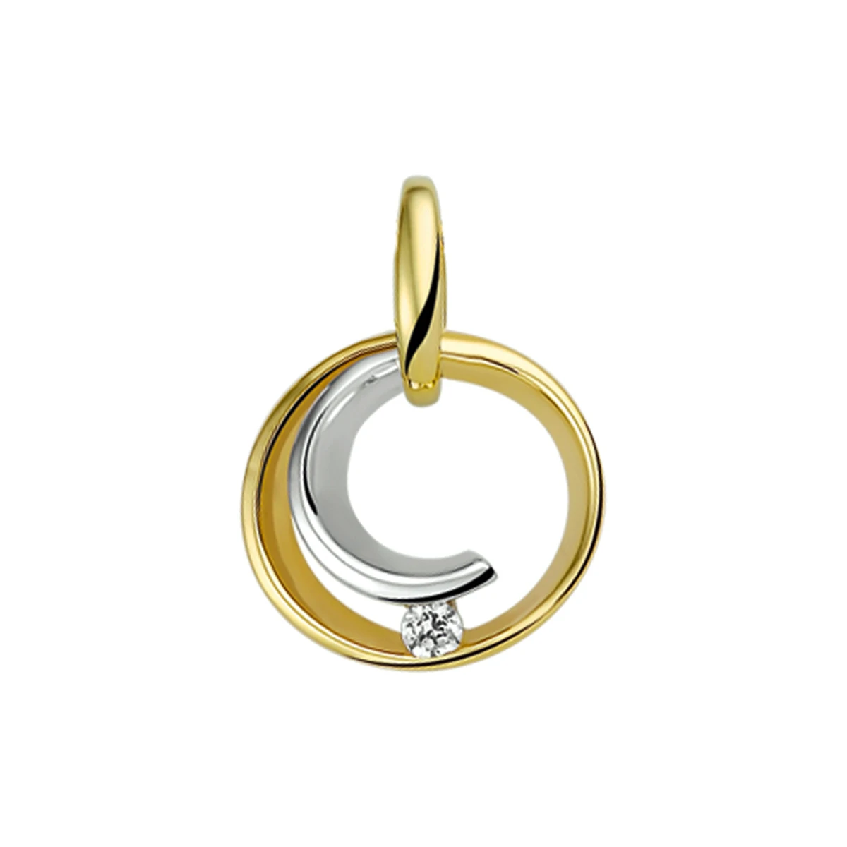 hanger zirkonia 14K bicolor goud geel/wit