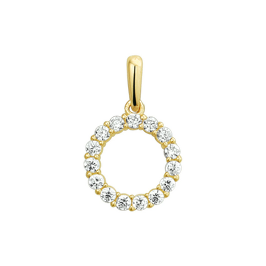hanger rondje zirkonia 10 mm 14K geelgoud