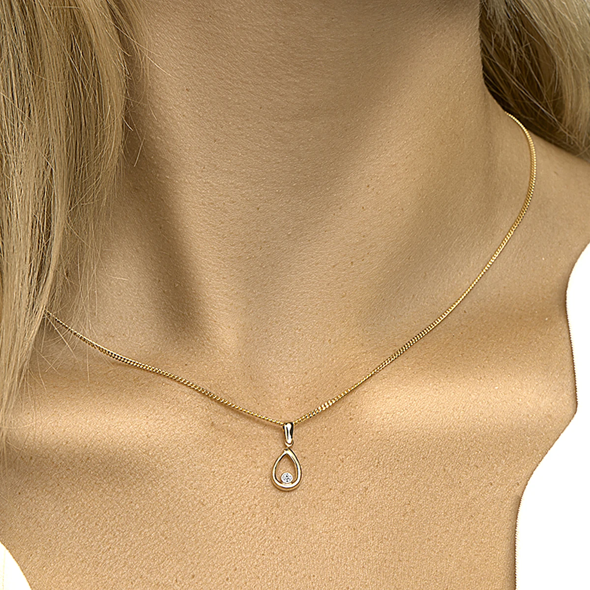 hanger zirkonia 14K geelgoud