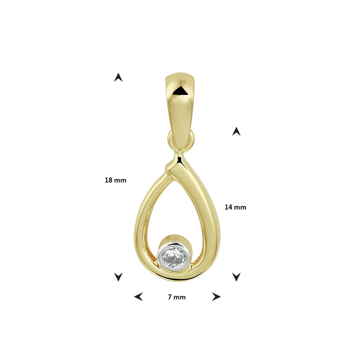 hanger zirkonia 14K geelgoud