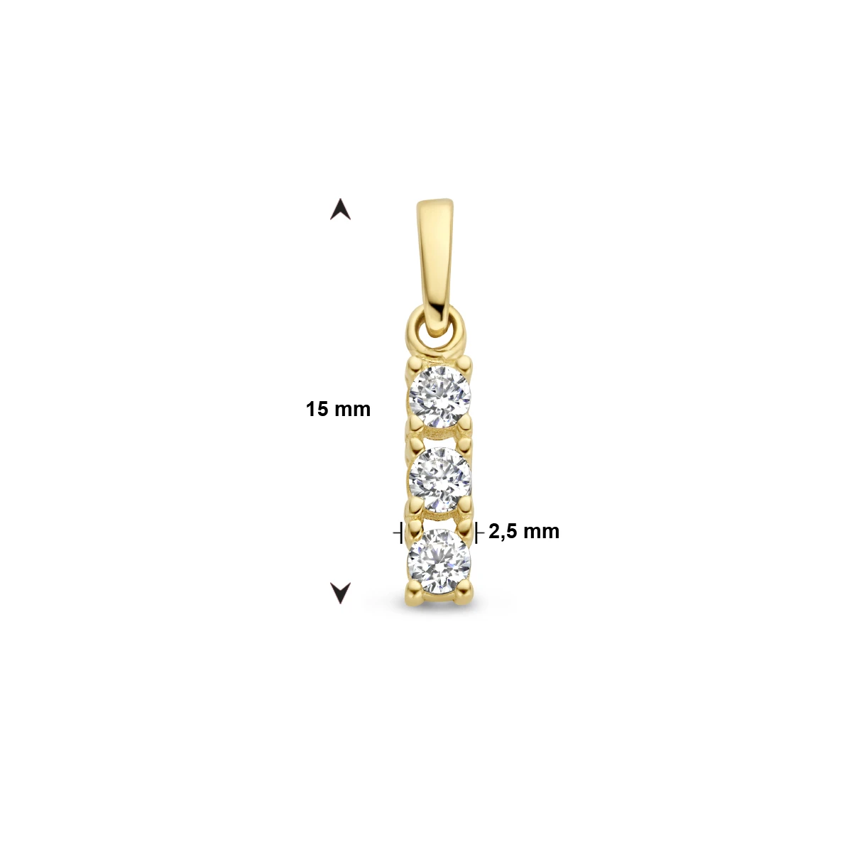 hanger zirkonia 14K geelgoud