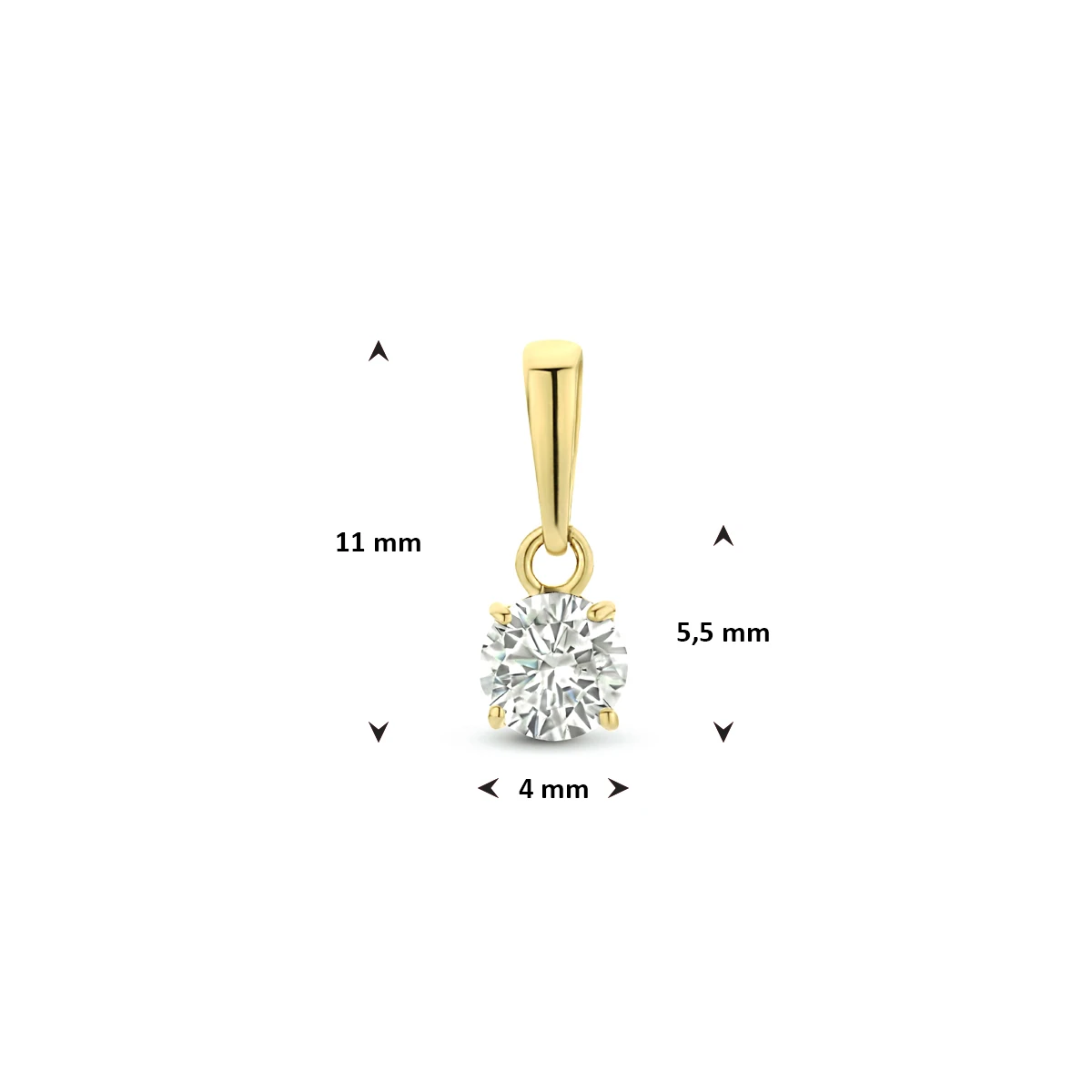 hanger zirkonia 14K geelgoud