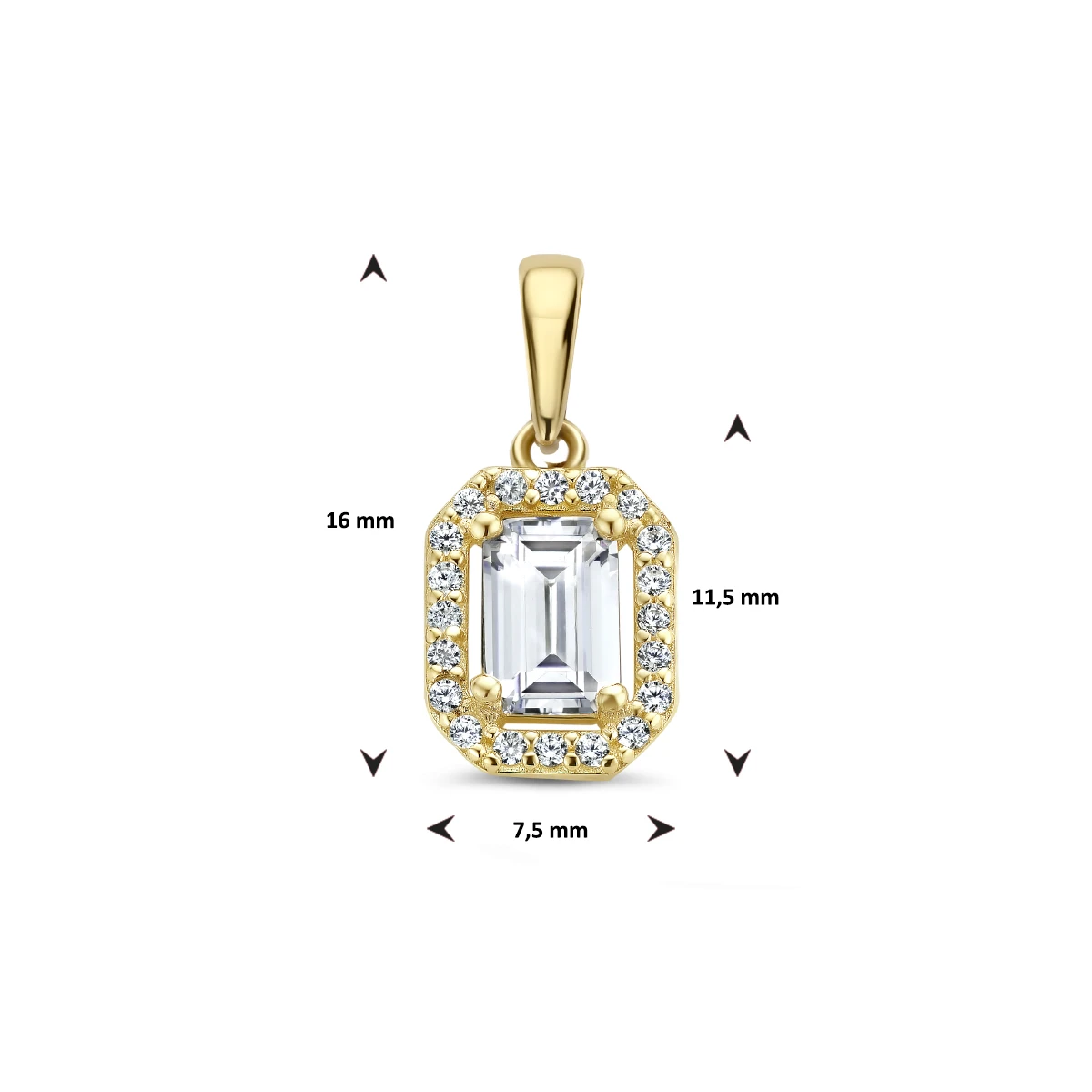 hanger zirkonia 14K geelgoud