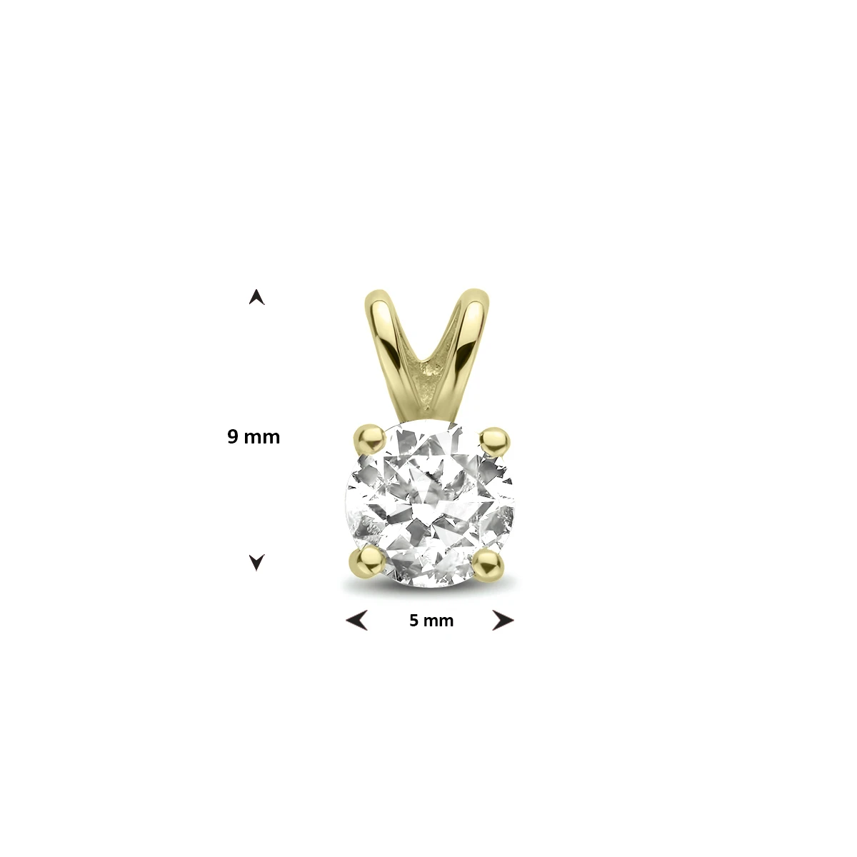 hanger zirkonia 14K geelgoud