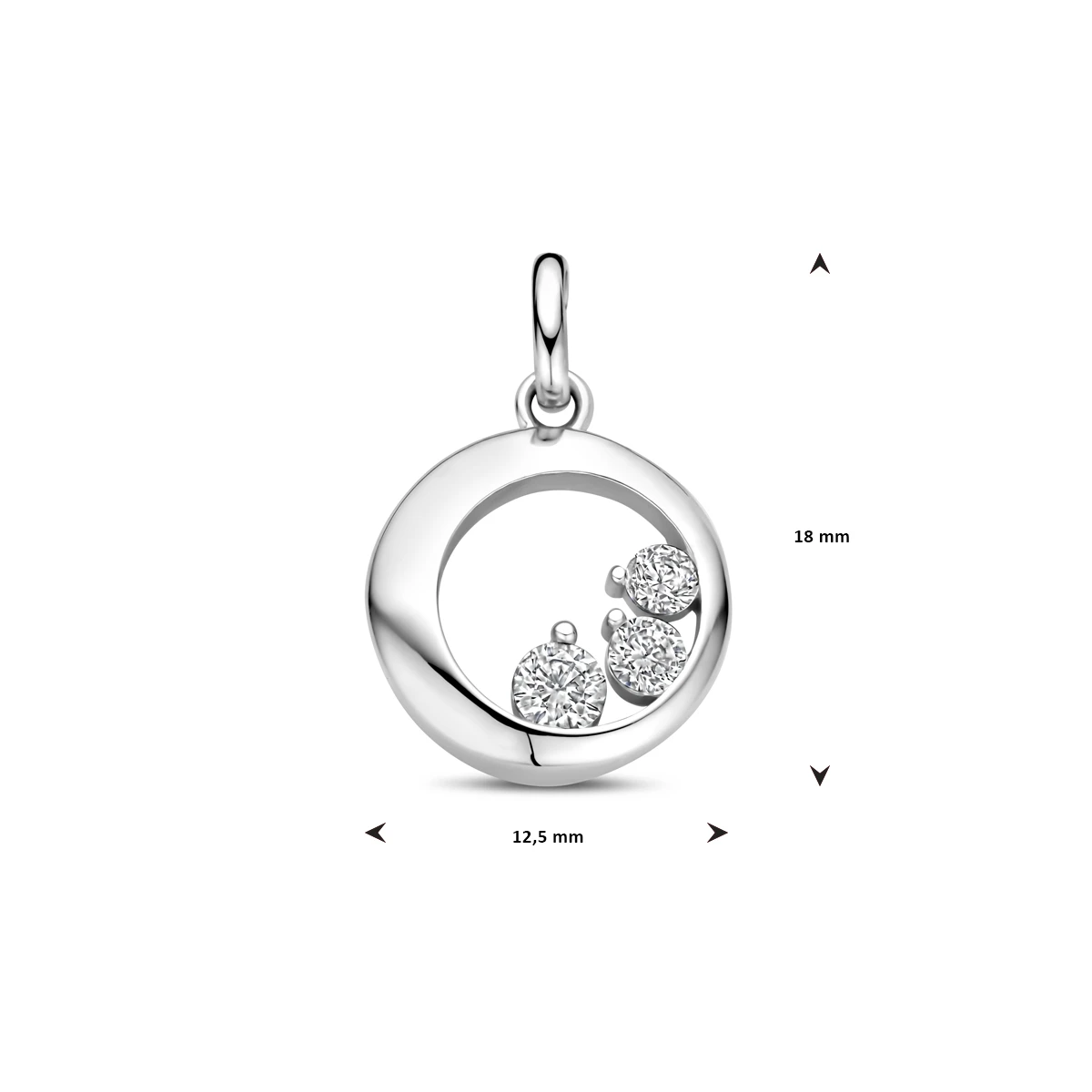 hanger zirkonia 18 mm zilver gerhodineerd