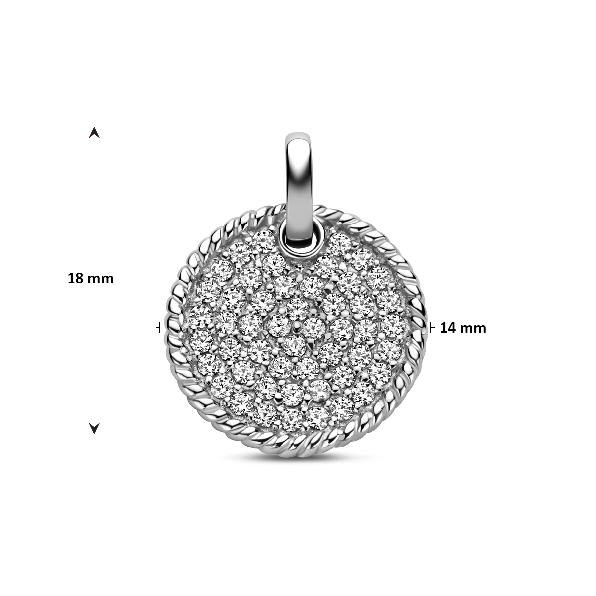 hanger zirkonia 18 mm zilver gerhodineerd